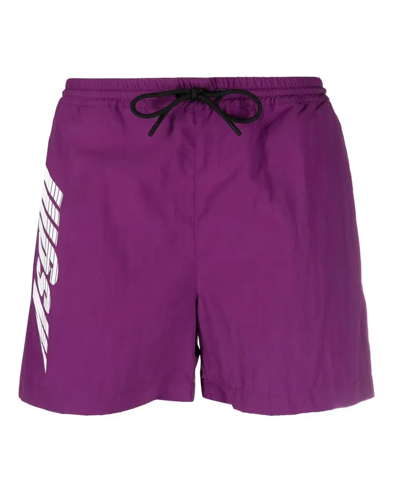 MSGM Shorts mit Logo-Print - Violett Violett