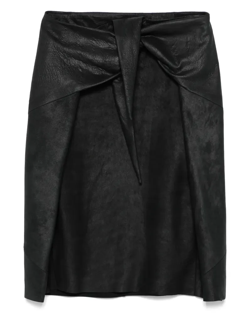 Rick Owens Midirock aus Leder - Schwarz Schwarz