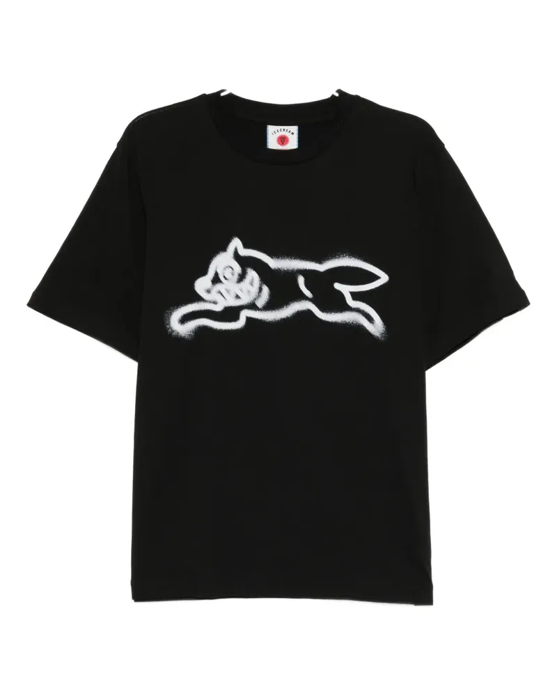 ICECREAM spray paint running dog T-shirt - Schwarz Schwarz