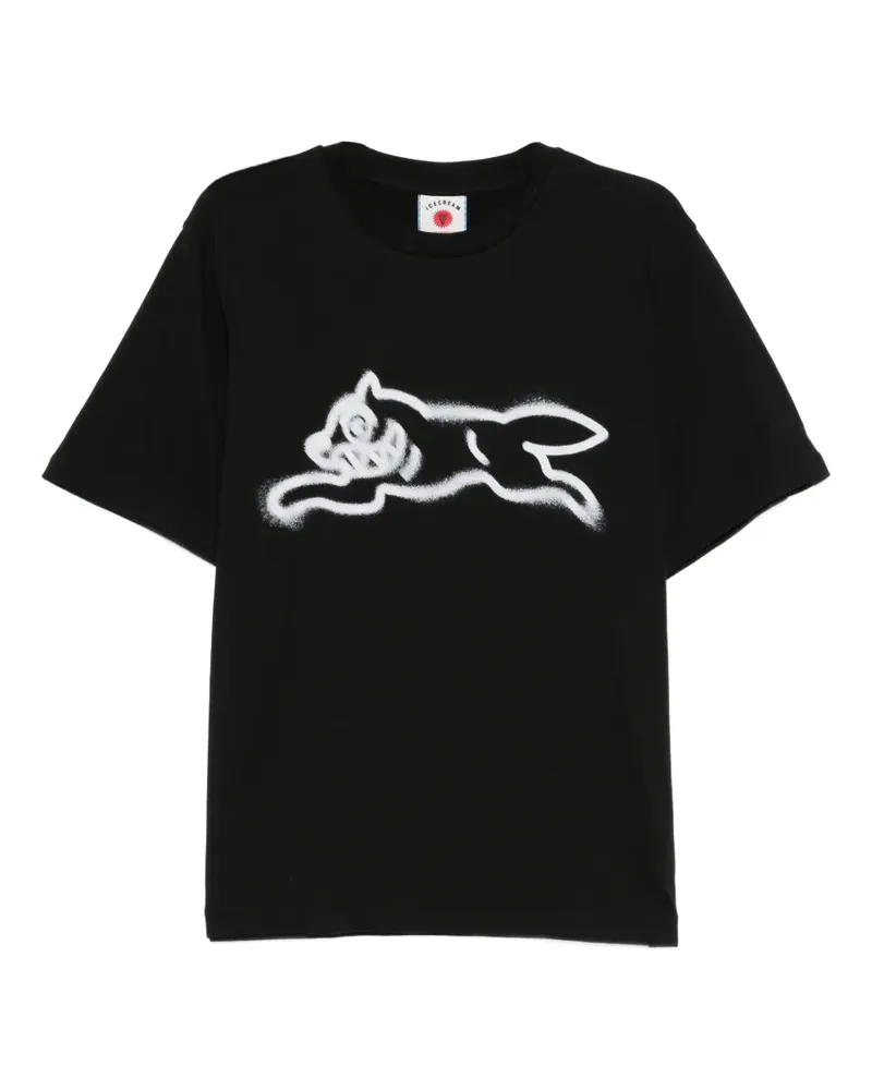 ICECREAM spray paint running dog T-shirt - Schwarz Schwarz