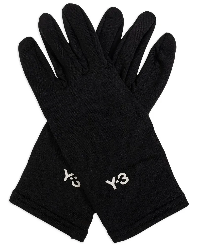 Y-3 Handschuhe mit Logo-Print - Schwarz Schwarz
