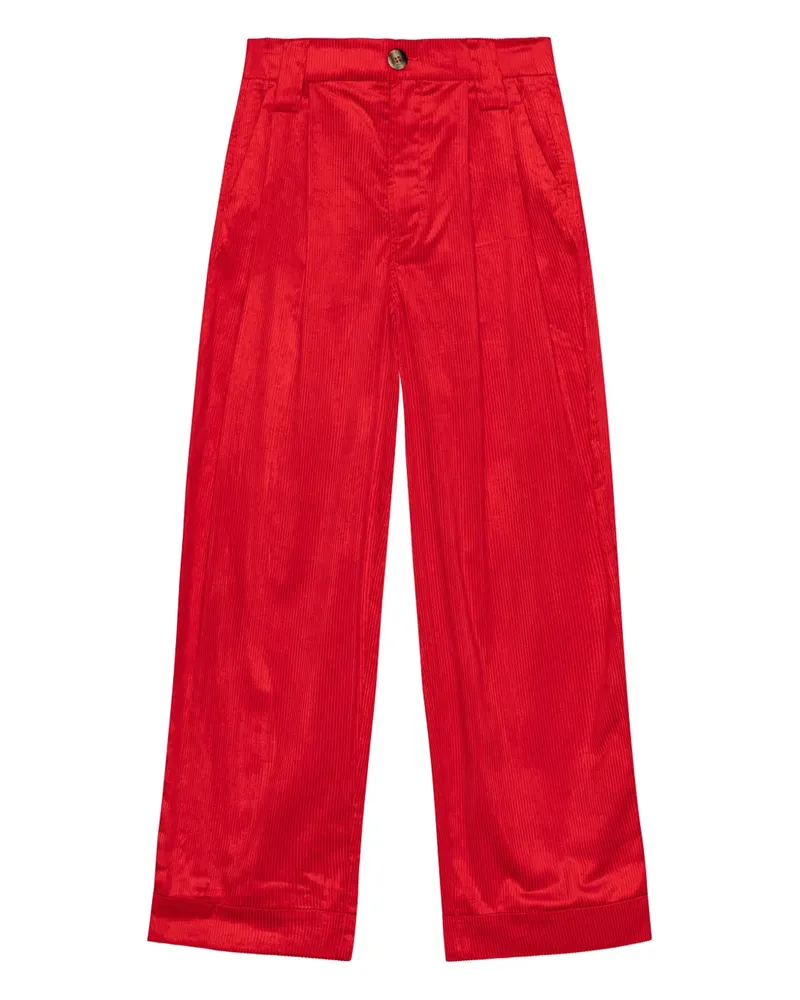 Ganni Cordhose mit Falten - Rot Rot