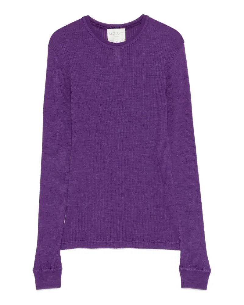 forte_forte Langarmshirt mit rundem Ausschnitt - Violett Violett