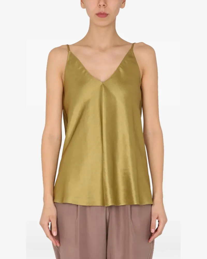 ALYSI V-neck linen top - Grün Grün