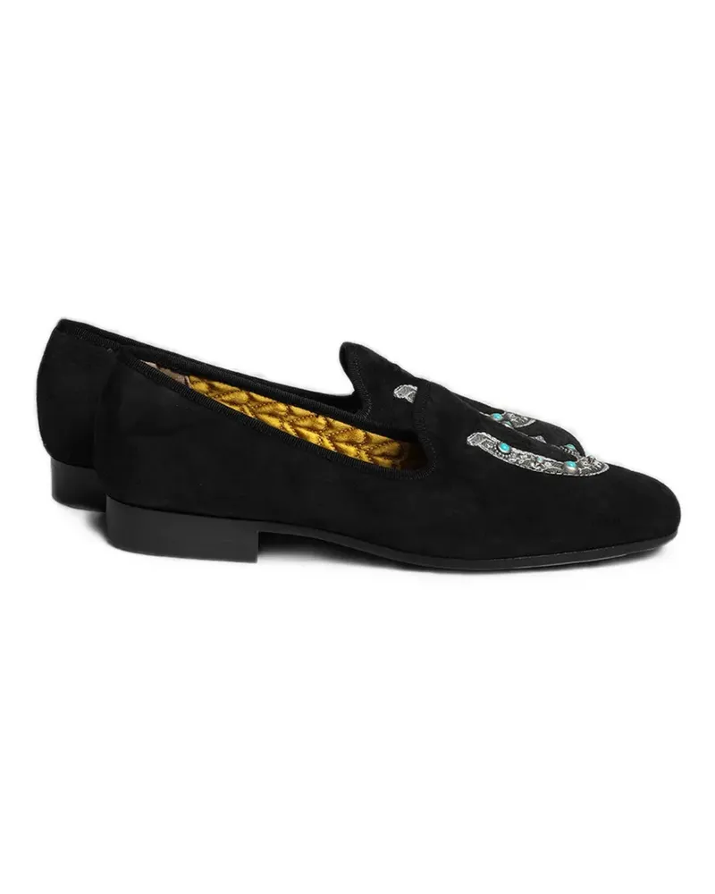 Fortela Broadway Horse Loafer aus Wildleder - Schwarz Schwarz