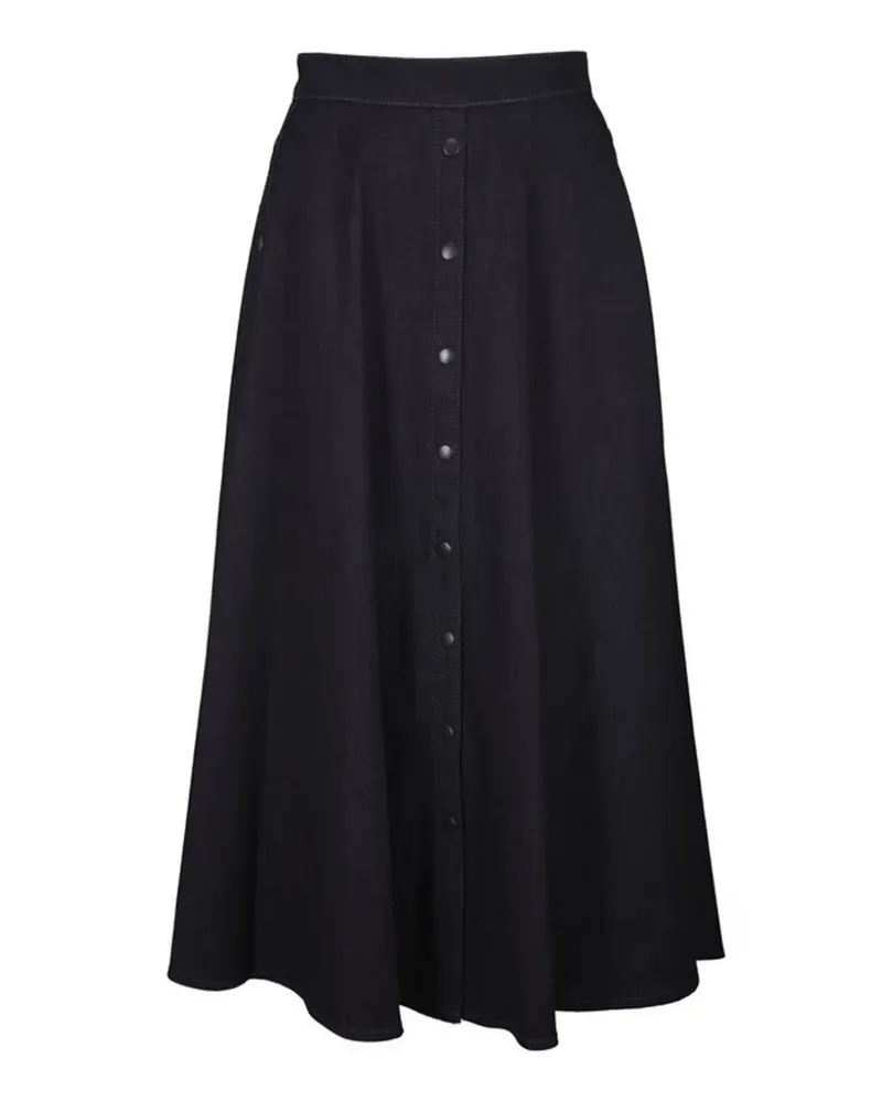 Akris midi button A-line denim skirt - Schwarz Schwarz