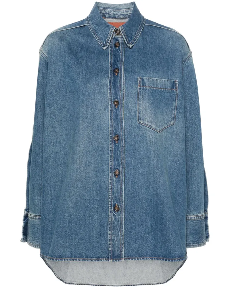 Victoria Beckham Jeanshemd mit Falten - Blau Blau