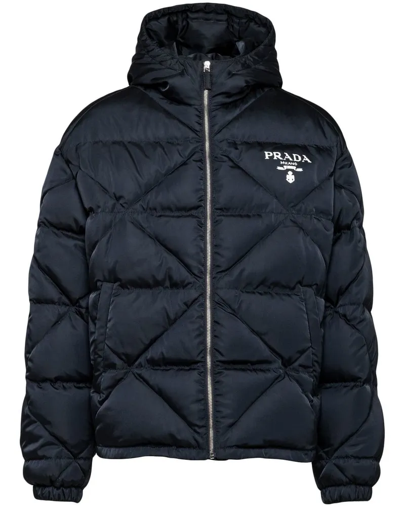 Prada Gefütterte Jacke mit Logo-Stickerei Blau