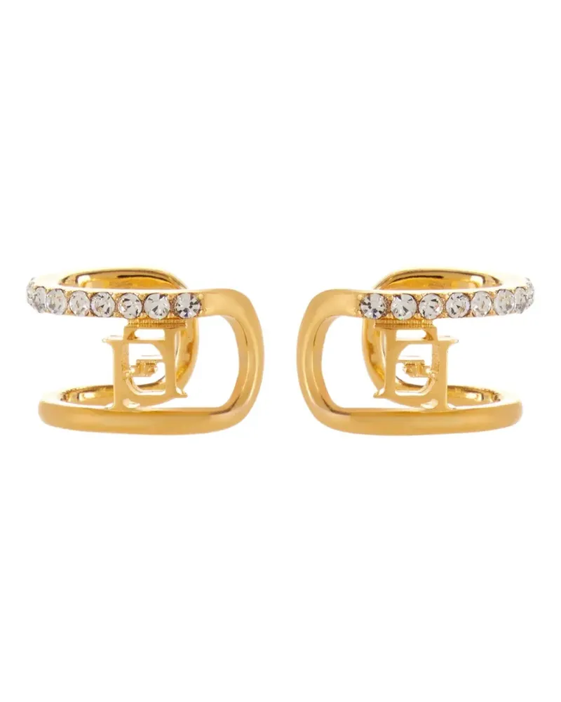 Elisabetta Franchi Ear Cuffs mit Strass-Logo - Gold Gold