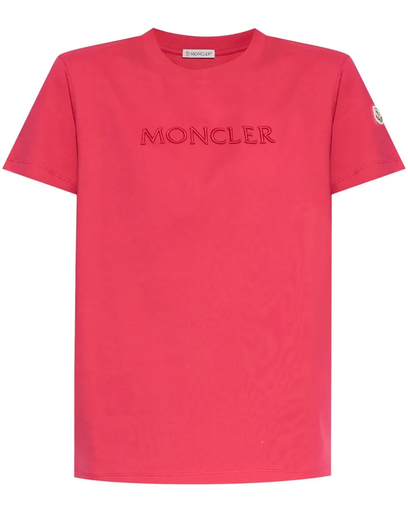 Moncler T-Shirt mit Logo-Stickerei - Rosa Rosa