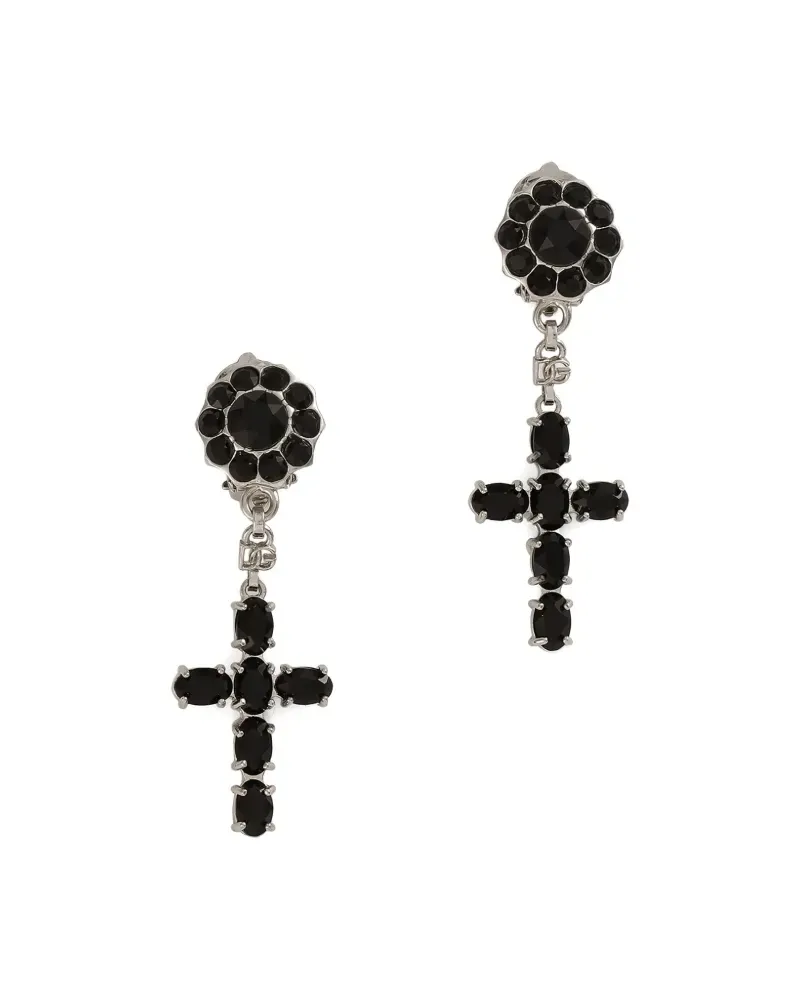 Dolce & Gabbana Ohrclips mit Kreuz - Schwarz Schwarz