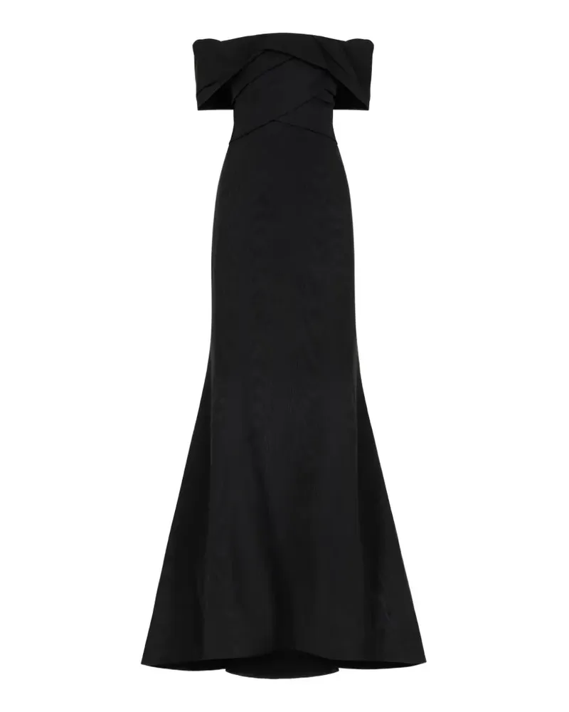 Oscar de la Renta drape-detailed trumpet gown - Schwarz Schwarz