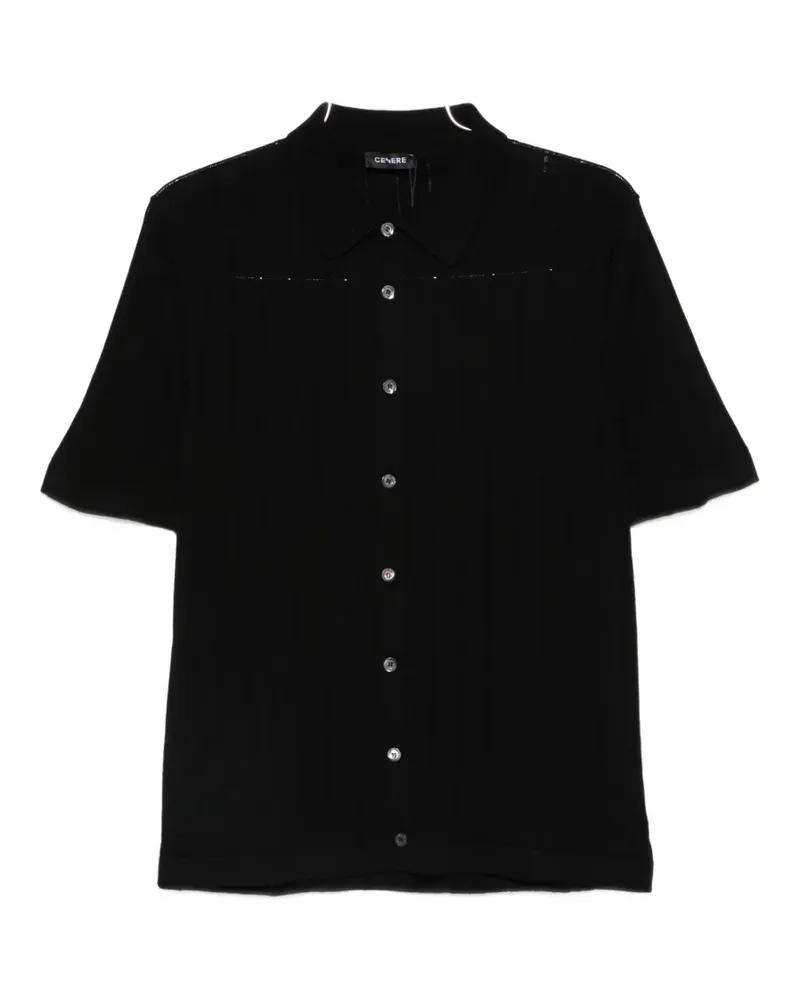CENERE GB ribbed short-sleeves shirt - Schwarz Schwarz