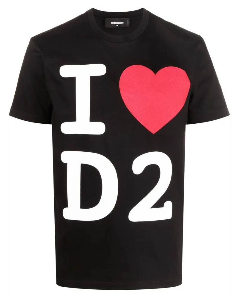 Dsquared2 T-Shirt mit "I Love D2"-Print - Schwarz Schwarz