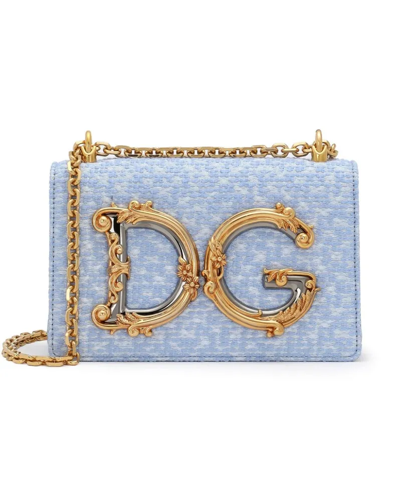 Dolce & Gabbana Boculé-Umhängetasche mit Logo-Schild - Blau Blau