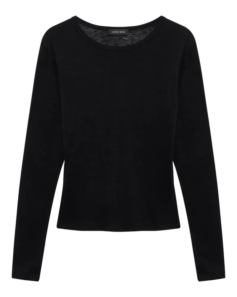 Anine Bing Langärmeliges Sylvie T-Shirt - Schwarz Schwarz