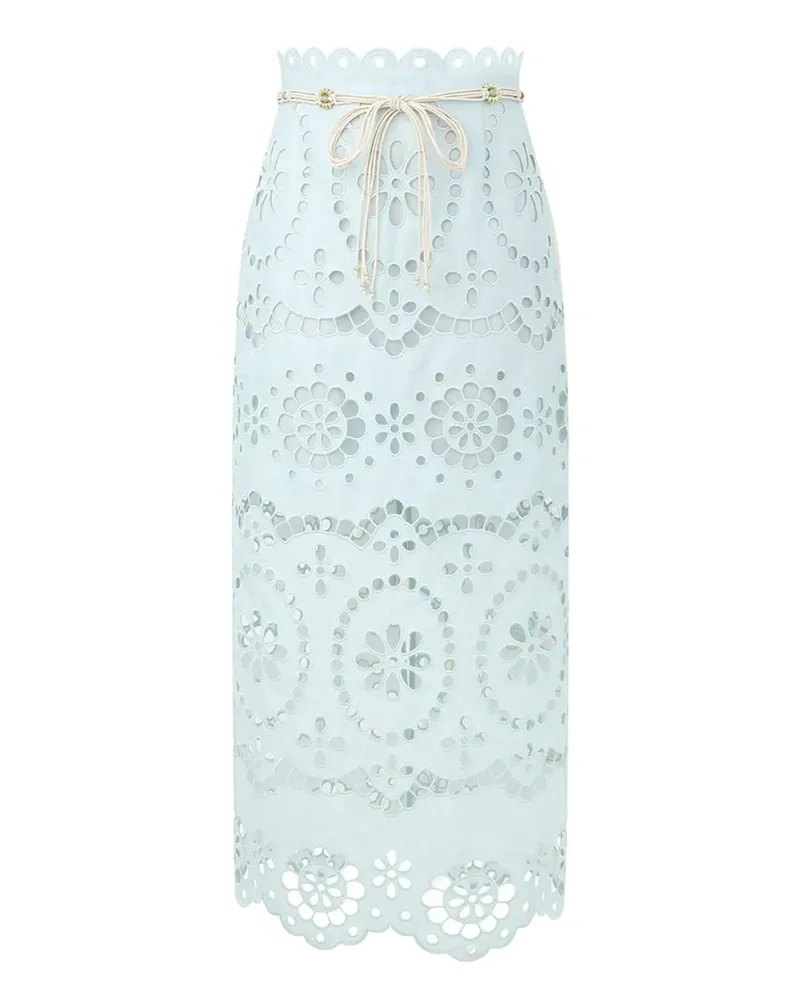 Zimmermann Awaken Midirock mit Stickerei - Blau Blau