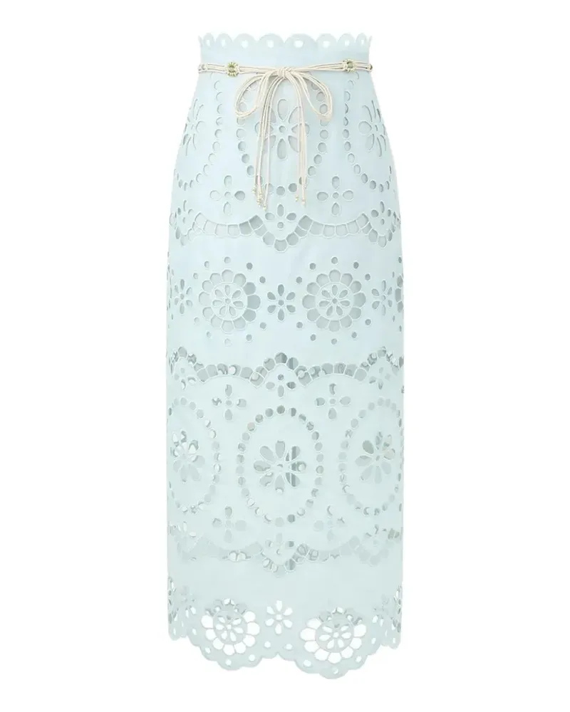 Zimmermann Awaken Midirock mit Stickerei - Blau Blau