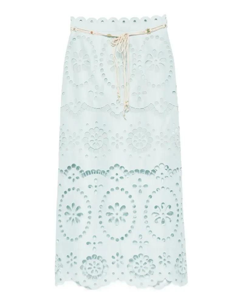 Zimmermann Awaken Midirock mit Stickerei - Blau Blau