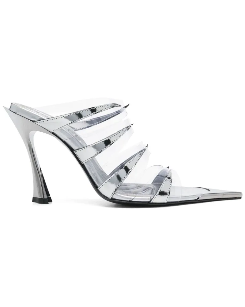 Thierry Mugler Fang Sandalen aus Chrom 90mm - Silber Silber
