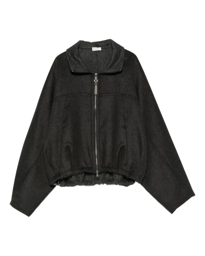 Brunello Cucinelli Bomberjacke mit elastischem Saum und Reißverschluss - Grau Grau