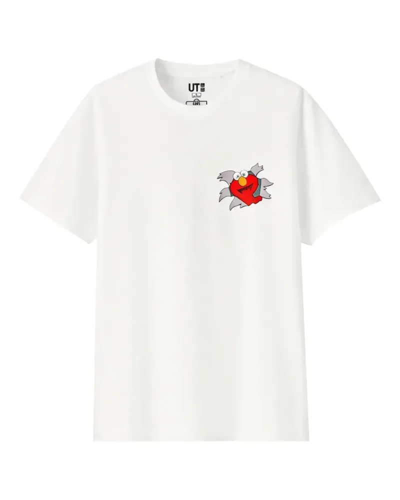 KAWS x Uniqlo and Sesame Street Elmo-print T-shirt - Weiß Weiß