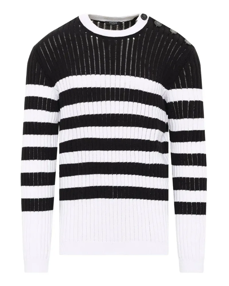 Balmain Marinière ribbed-knit sweater - Schwarz Schwarz