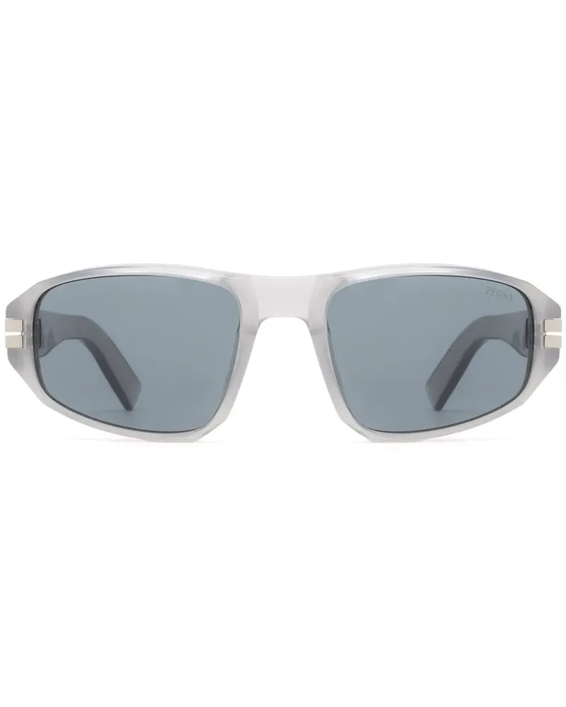 Ermenegildo Zegna Sonnenbrille mit ovalem Gestell - Grau Grau