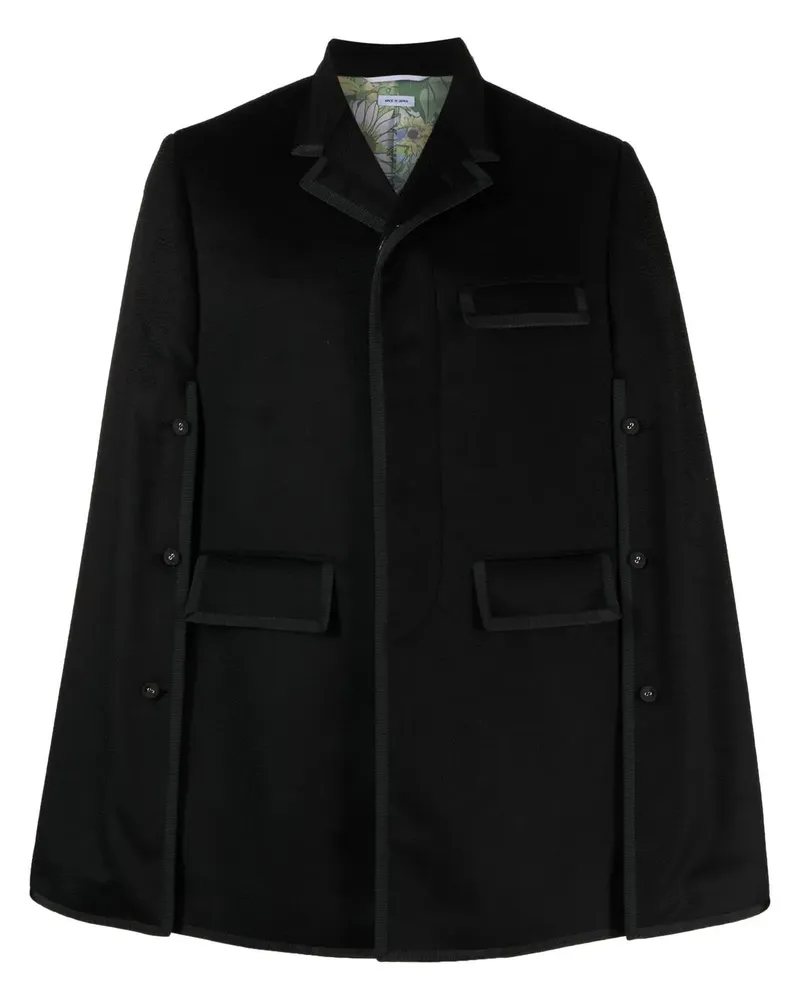 Thom Browne Chesterfield Cape mit Ripsbandbesatz - Schwarz Schwarz