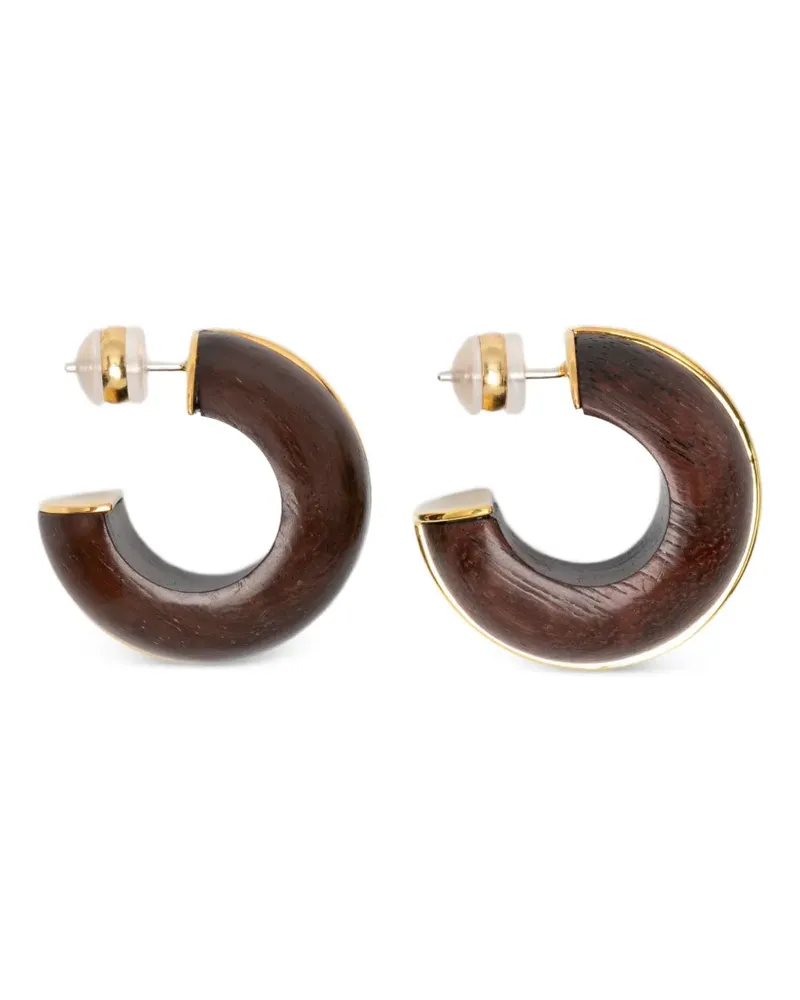 Lizzie Fortunato Halo acacia wood hoops earrings - Braun Braun