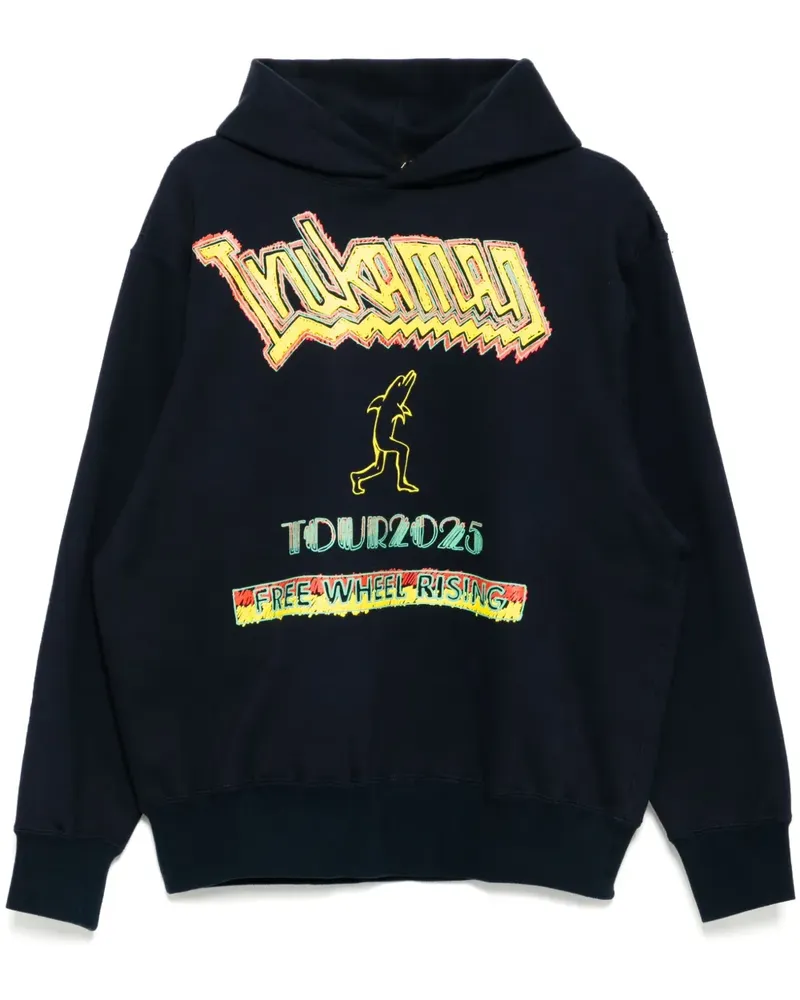 kolor Hoodie mit grafischem Print - Blau Blau