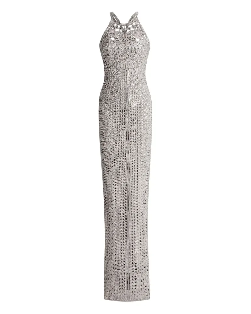 Ralph Lauren open-back crochet-detail maxi dress - Silber Silber