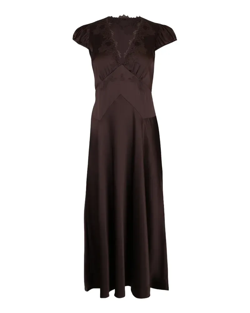 DÔEN Coraline lace-trimmed silk midi dress - Braun Braun