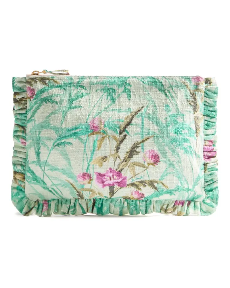 La DoubleJ Clutch mit Blumen-Print - Grün Grün