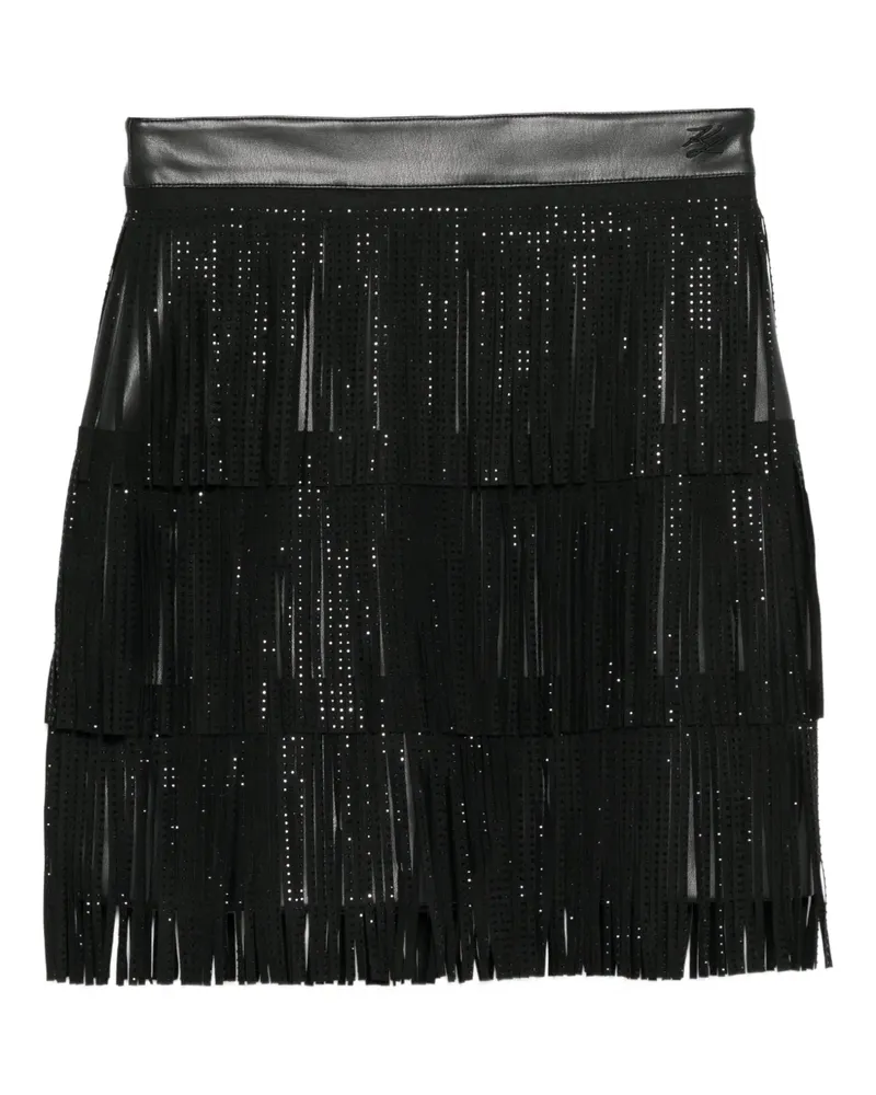 Karl Lagerfeld rhinestone-embellished fringe mini skirt - Schwarz Schwarz