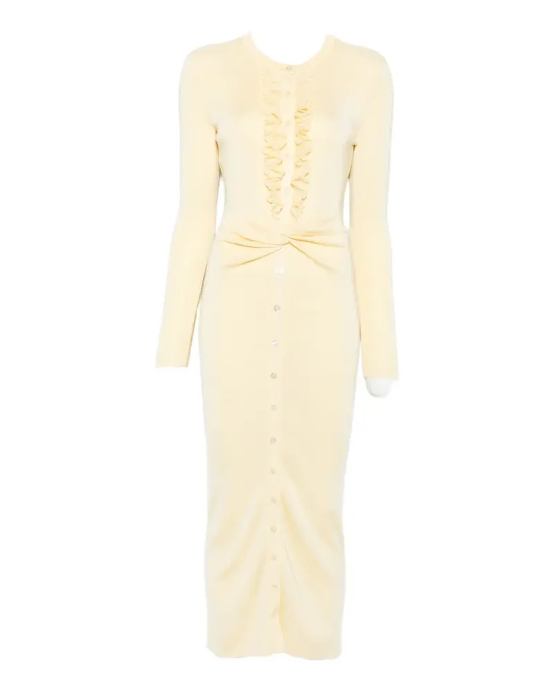 Self-Portrait ruffled twist-detail dress - Gelb Gelb