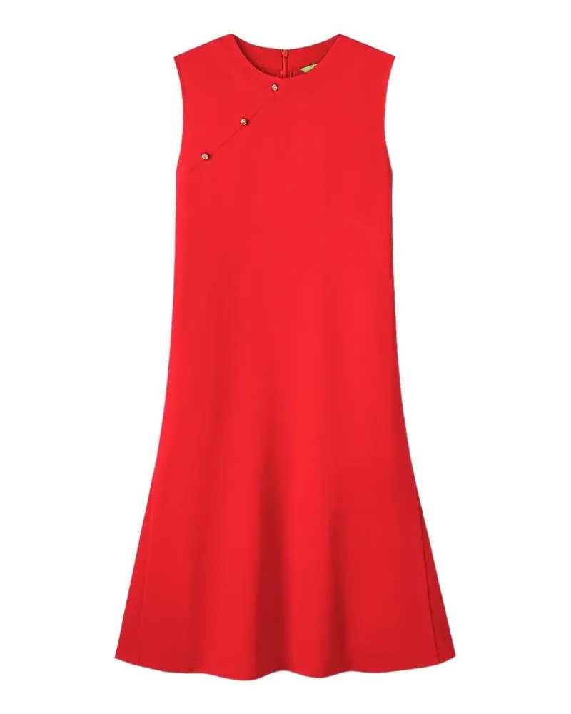 Shanghai Tang knot-button trapeze mini dress - Rot Rot