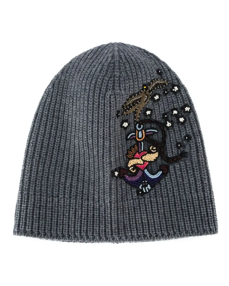 Valentino Garavani Beanie mit Perlenverzierung - Grau Grau