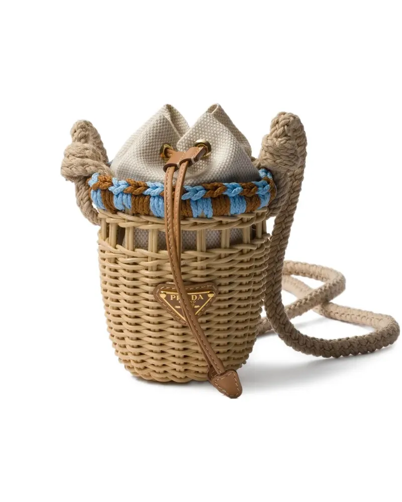 Prada Beuteltasche mit Korbgeflecht - Nude Nude
