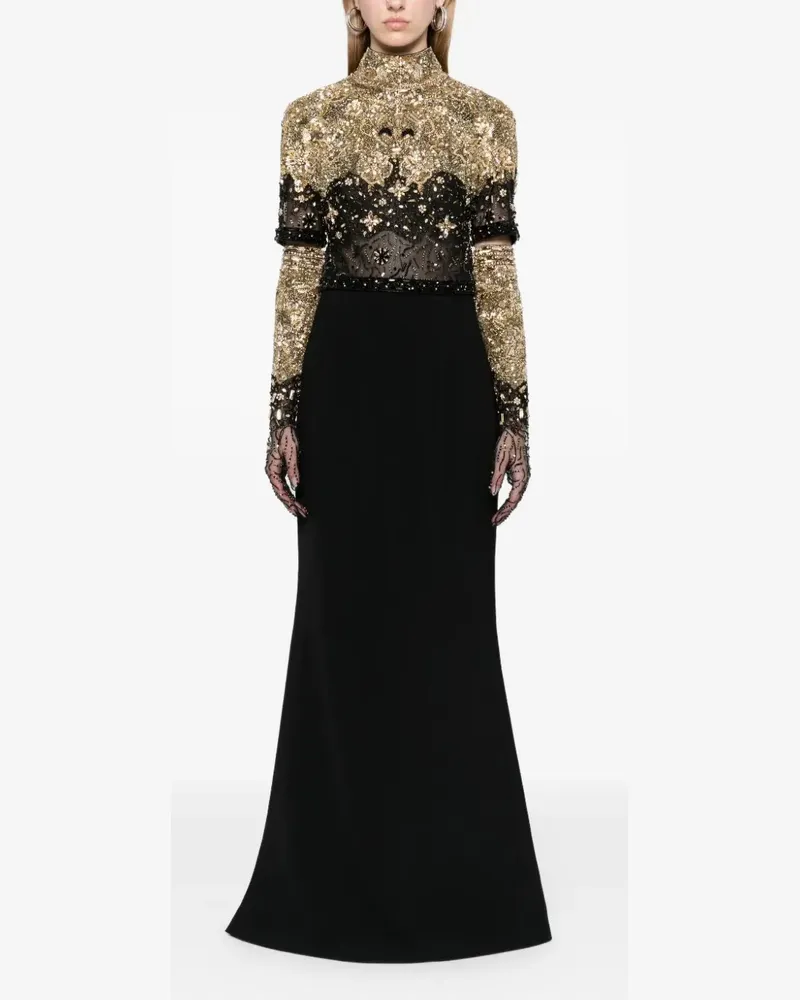 Dina Melwani crystal-embellished maxi gown - Schwarz Schwarz