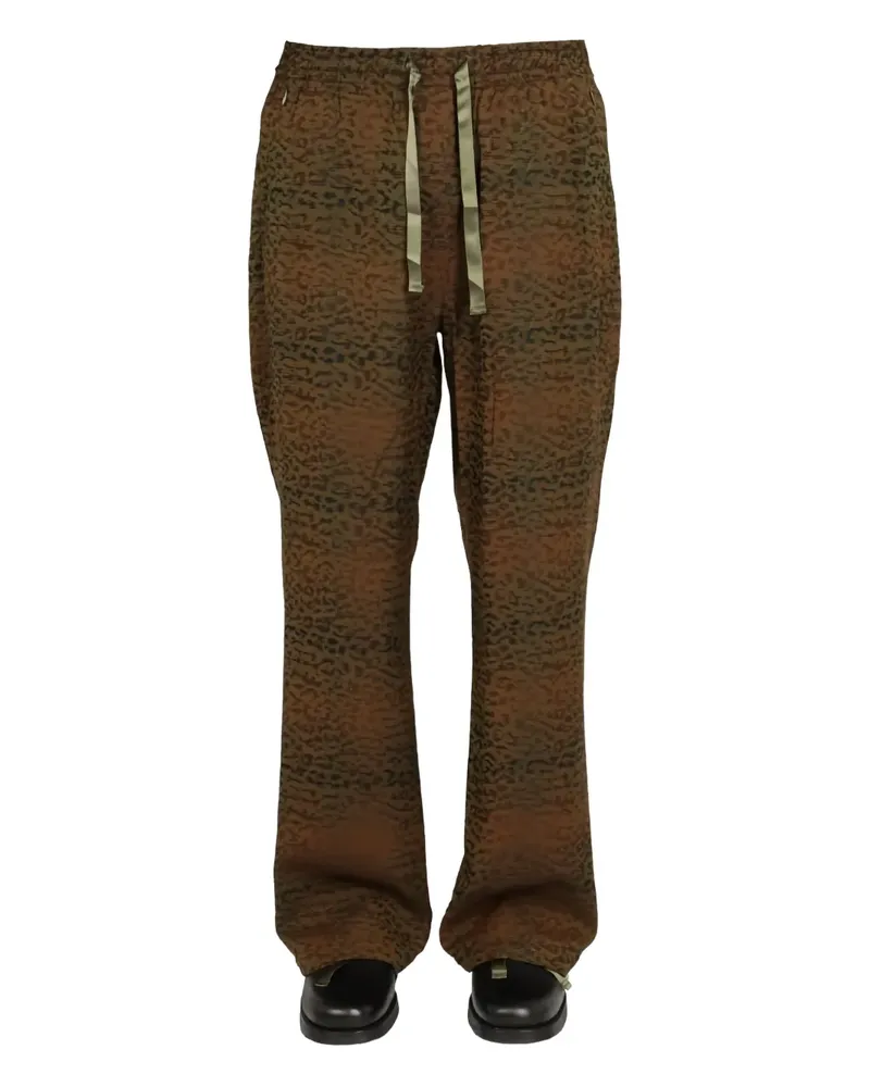 NEEDLES drawstring-waist animal-print trousers - Braun Braun