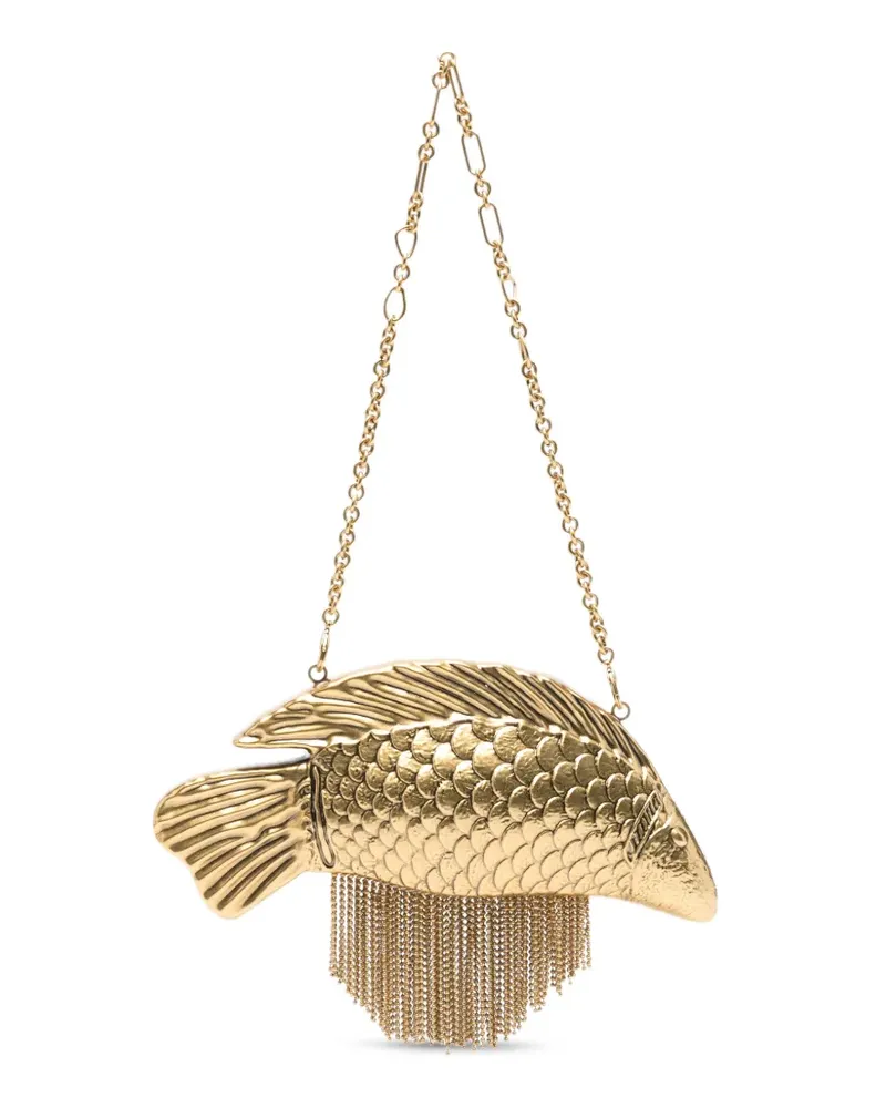 Cult Gaia Neemo Clutch in Fischform mit Fransen - Gold Gold