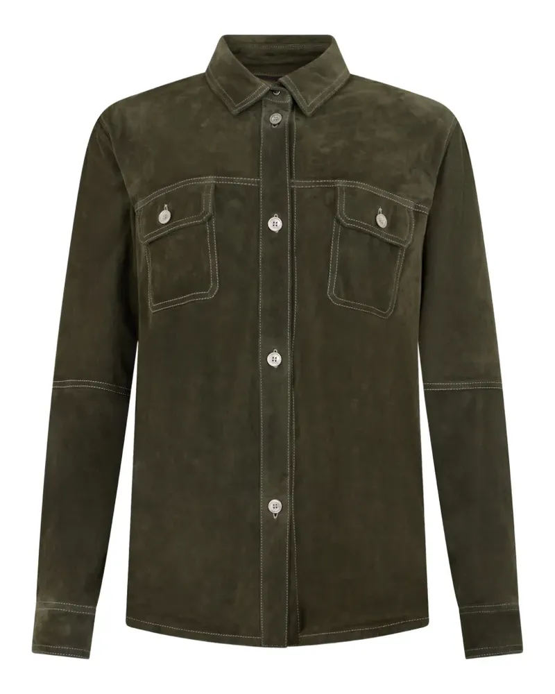 MOORER flap-pocket leather jacket - Grün Grün