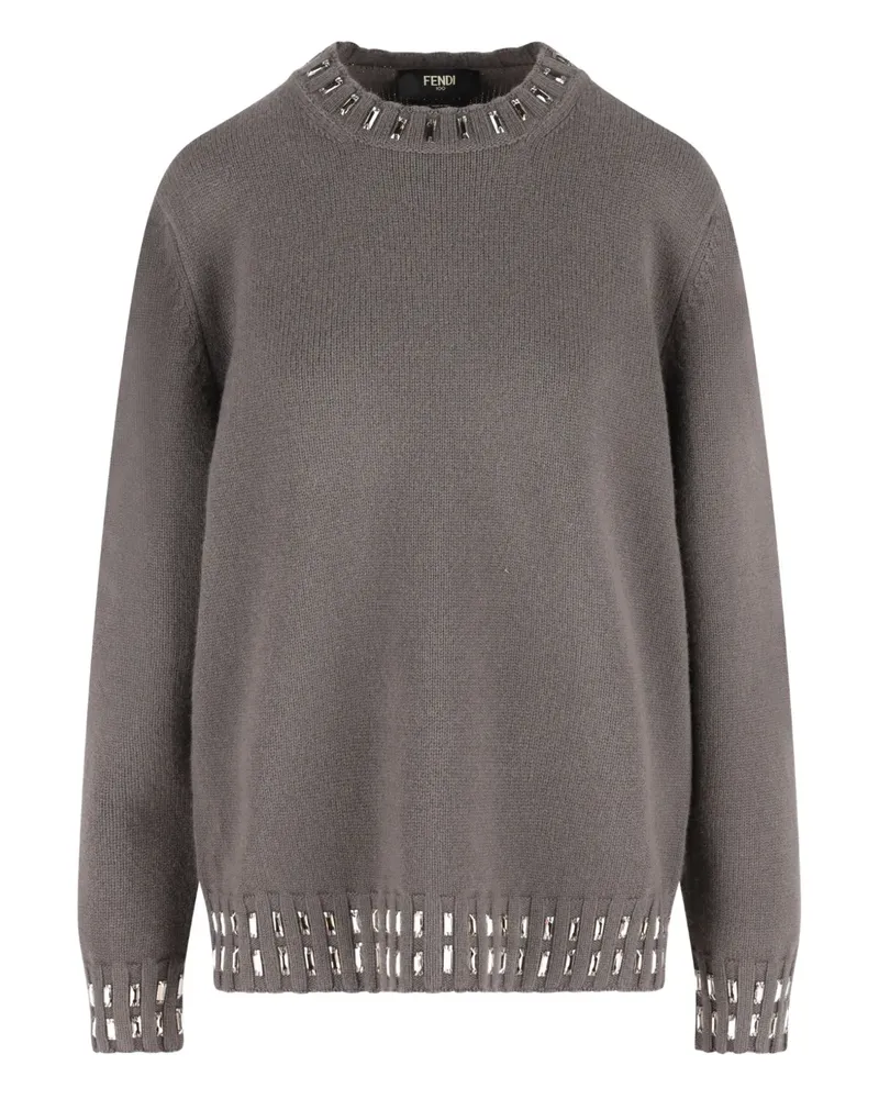 Fendi Rundhals-Pullover mit Kristallen - Grau Grau