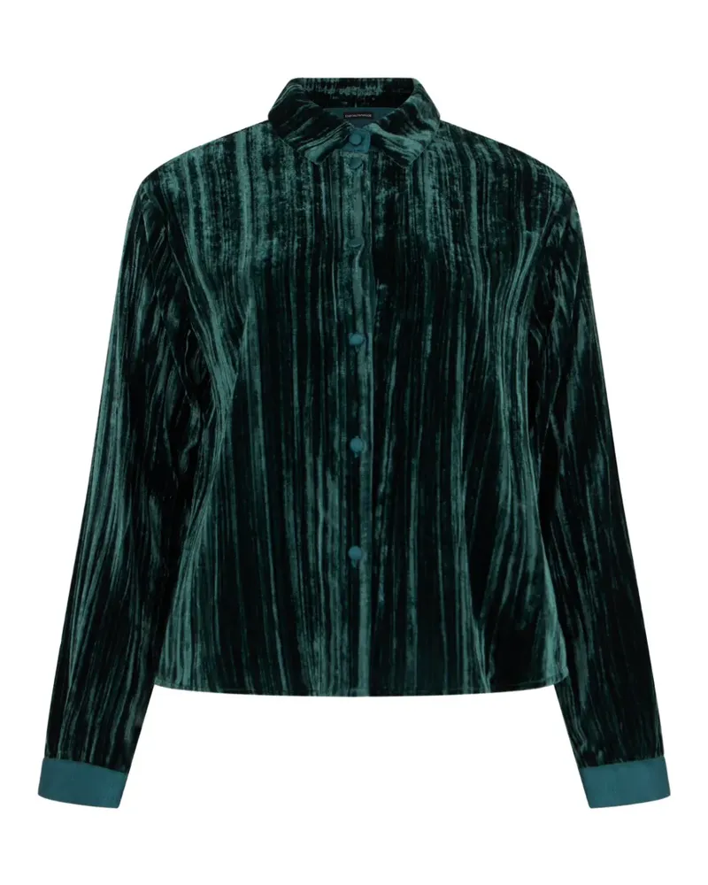 Emporio Armani crinkled-velvet shirt - Grün Grün