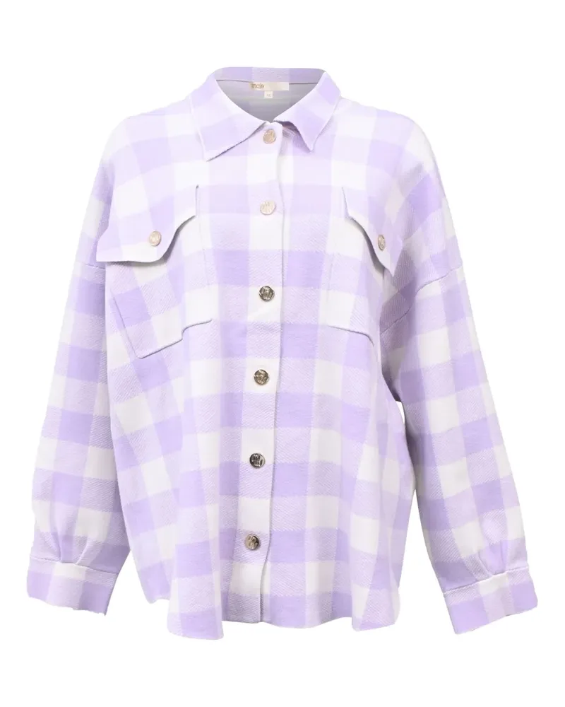 Maje Michael Hemdjacke mit karierter Klappentasche - Violett Violett