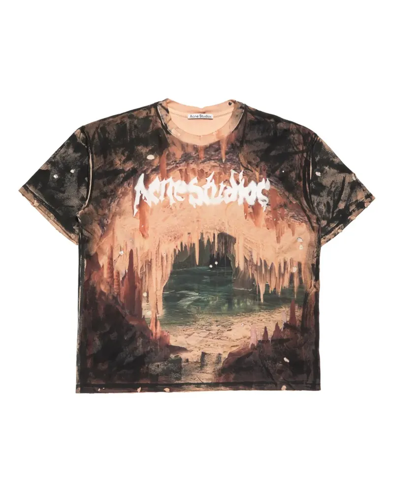 Acne Studios T-Shirt mit Höhlen-Print - Schwarz Schwarz