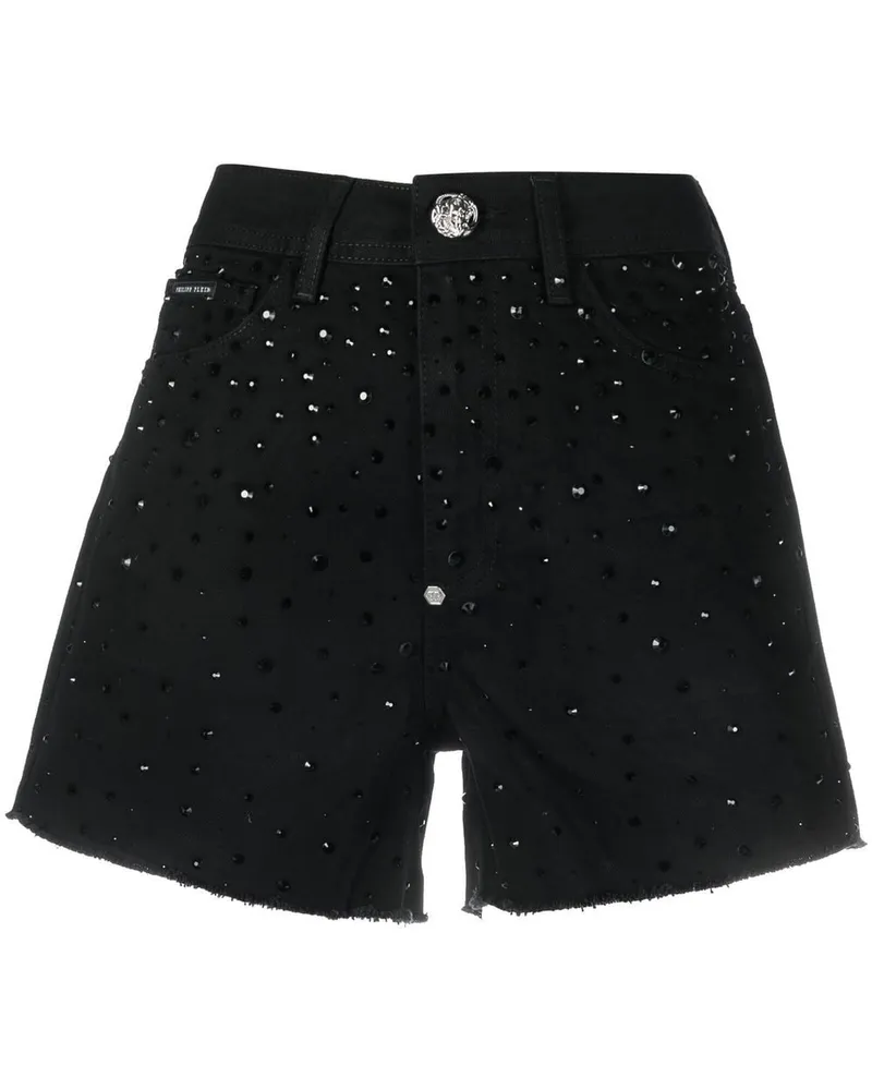 Philipp Plein Jeansshorts mit Kristallen - Schwarz Schwarz