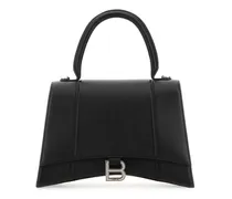 Mittelgroße 'Hourglass' Schultertasche aus Leder - Schwarz