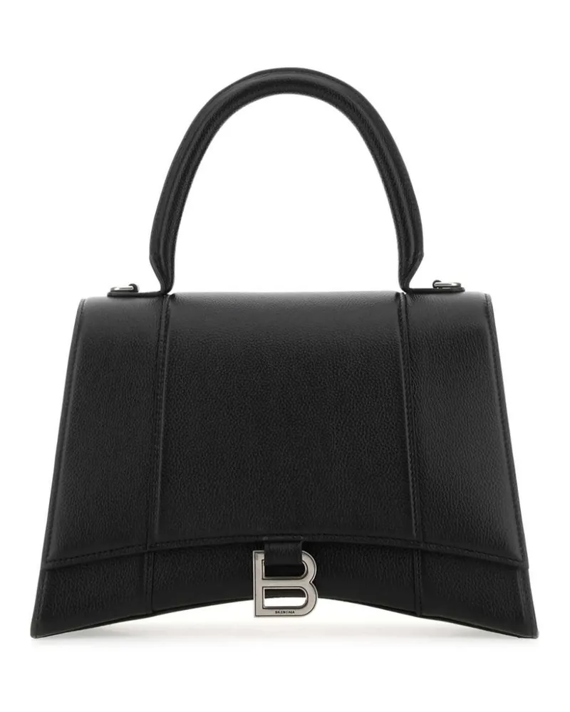 Balenciaga Mittelgroße 'Hourglass' Schultertasche aus Leder - Schwarz Schwarz
